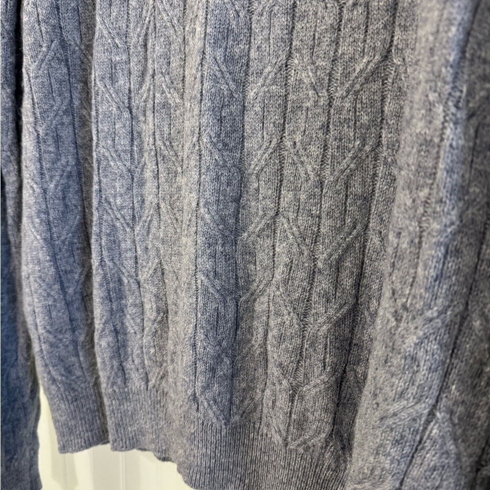JOS A BANK Reserve Collection Oversize Gray Cable Knit Crew Neck Sweater Sz XXL - Picture 3 of 5